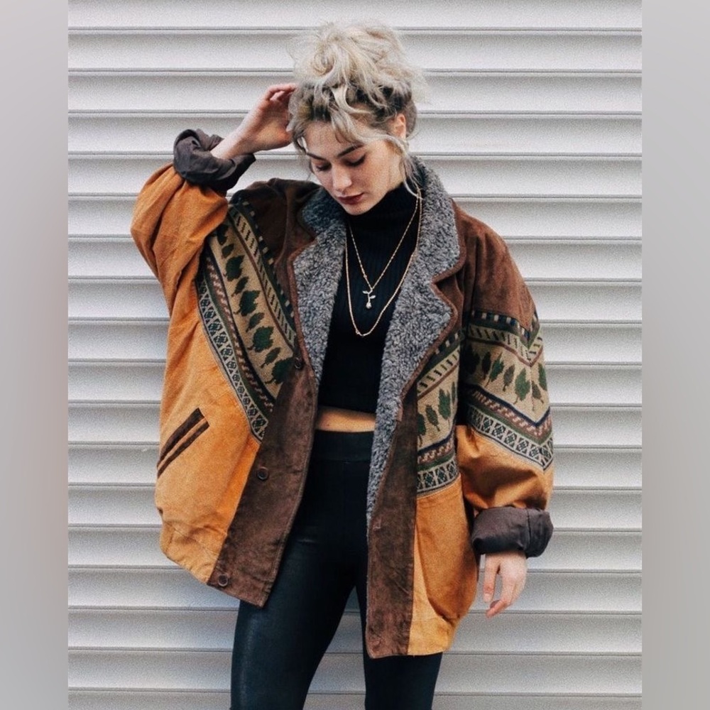 Vintage Suede Boho Oversized Jacket